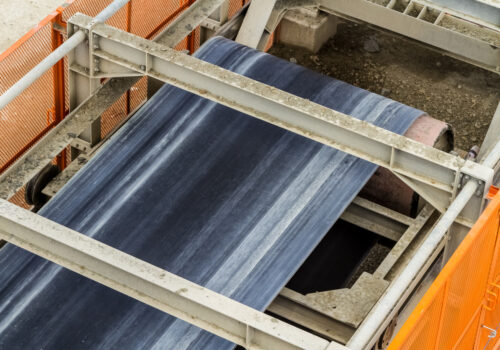 A closeup shot of a conveyor belt equipment on industrial mining site, Conveyor Systems San Antonio FL relies on